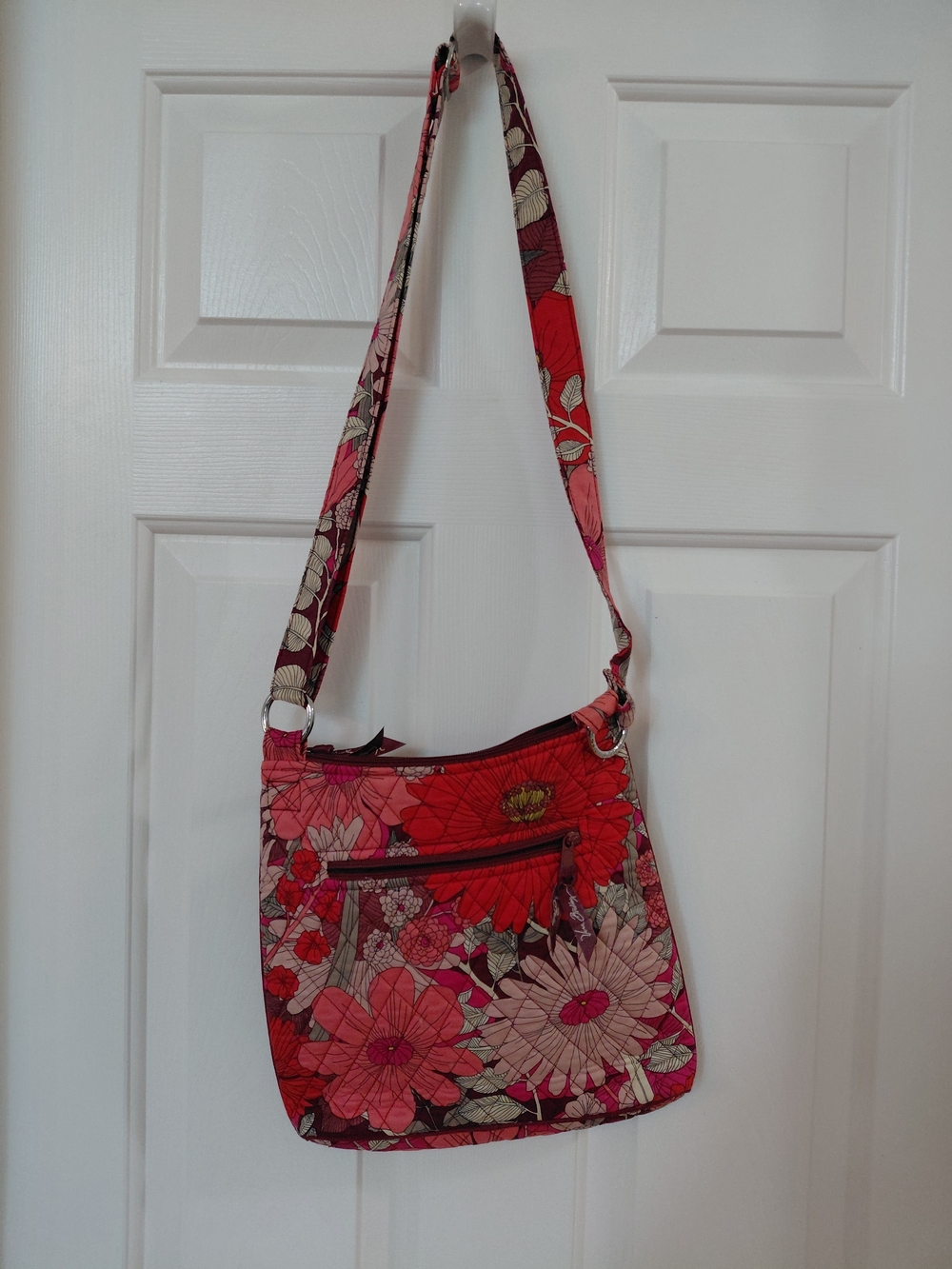 Vera Bradley Red and Pink Floral Quilted Crossbody
